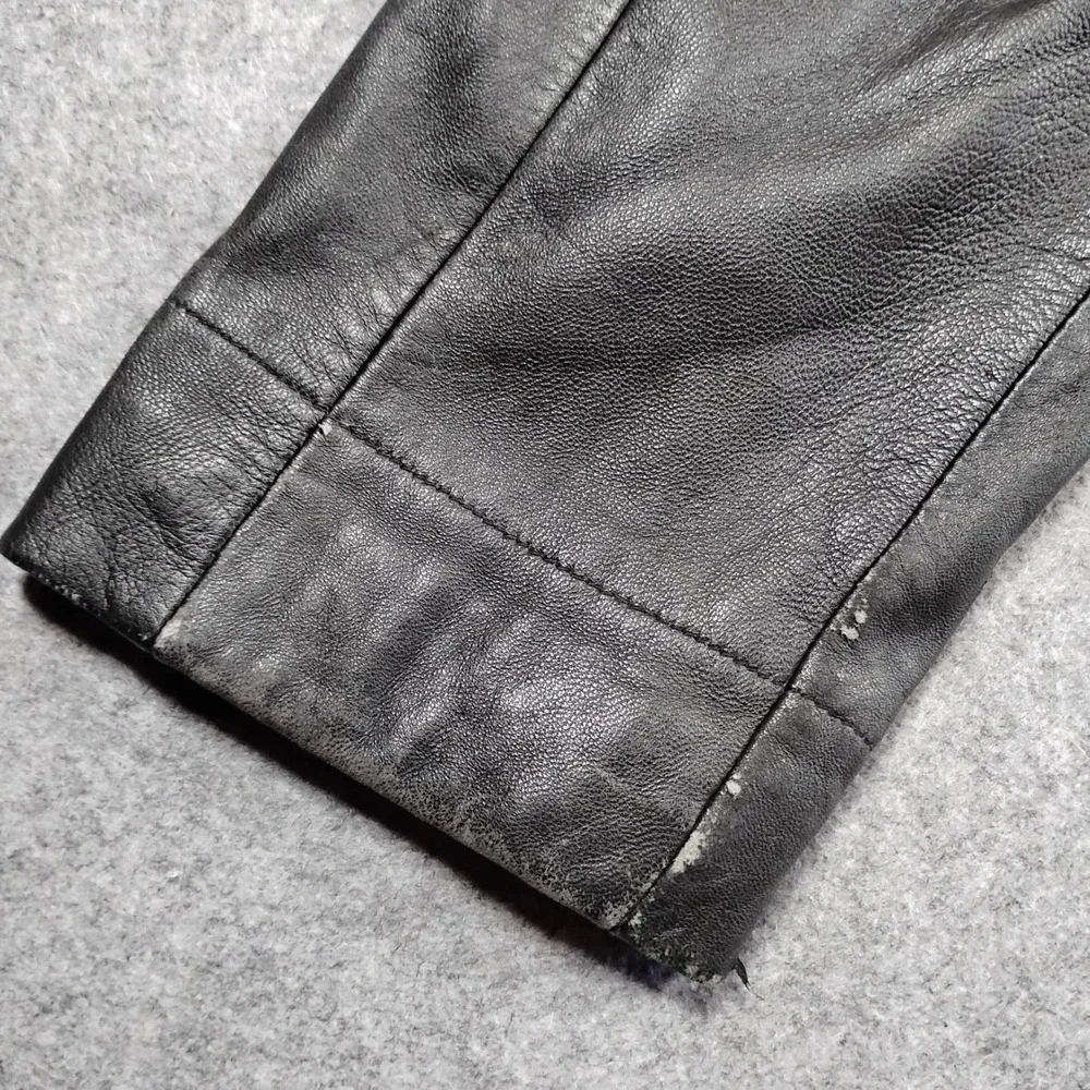 Mixit Womens Black Genuine Leather Moto Jacket Stand Collar Full Zip Size‎ Large